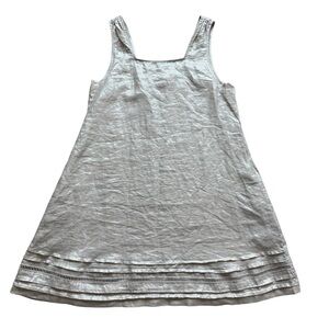 C&C California Dress Womens S Ivory Shimmer Shift Sleeveless Square Neck Linen